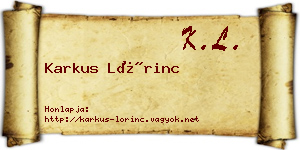 Karkus Lőrinc névjegykártya